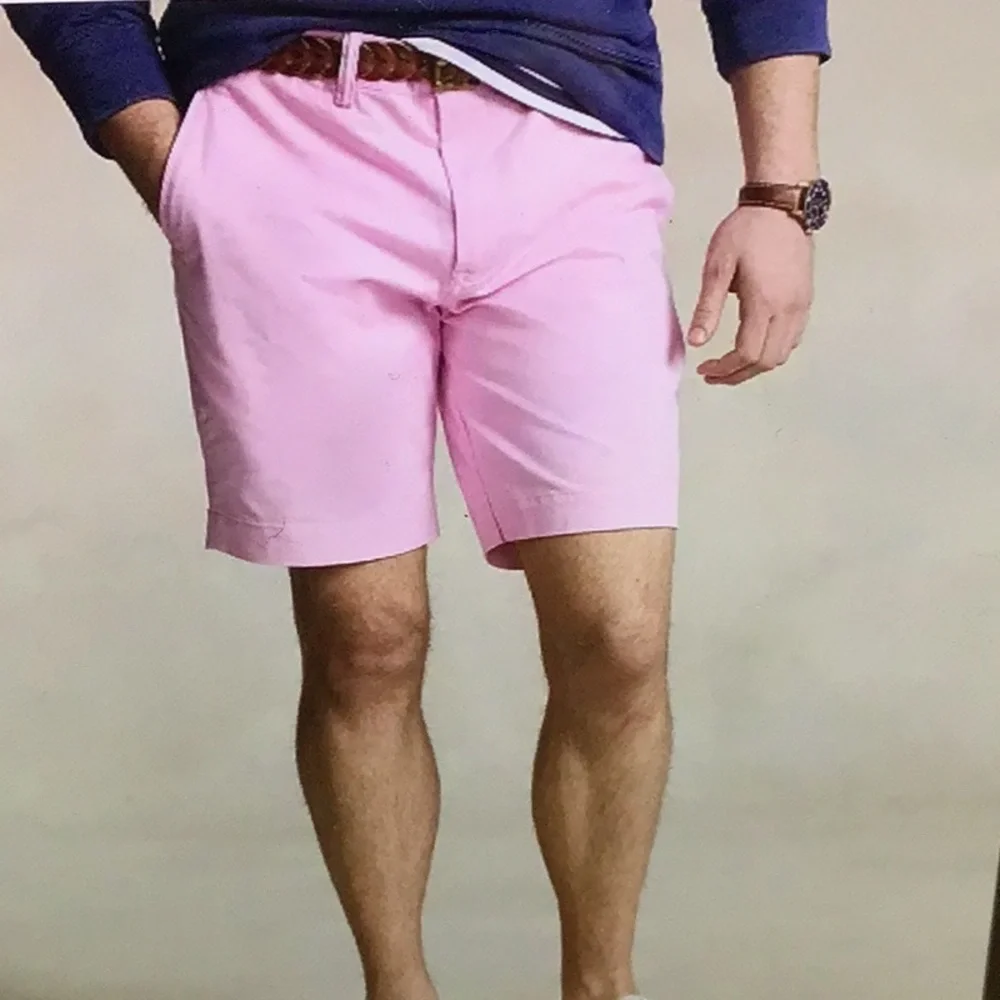 Ralph Lauren Pink Men’s Flat Front Shorts with Blue Pony size 46:classic fit - Picture 1 of 16